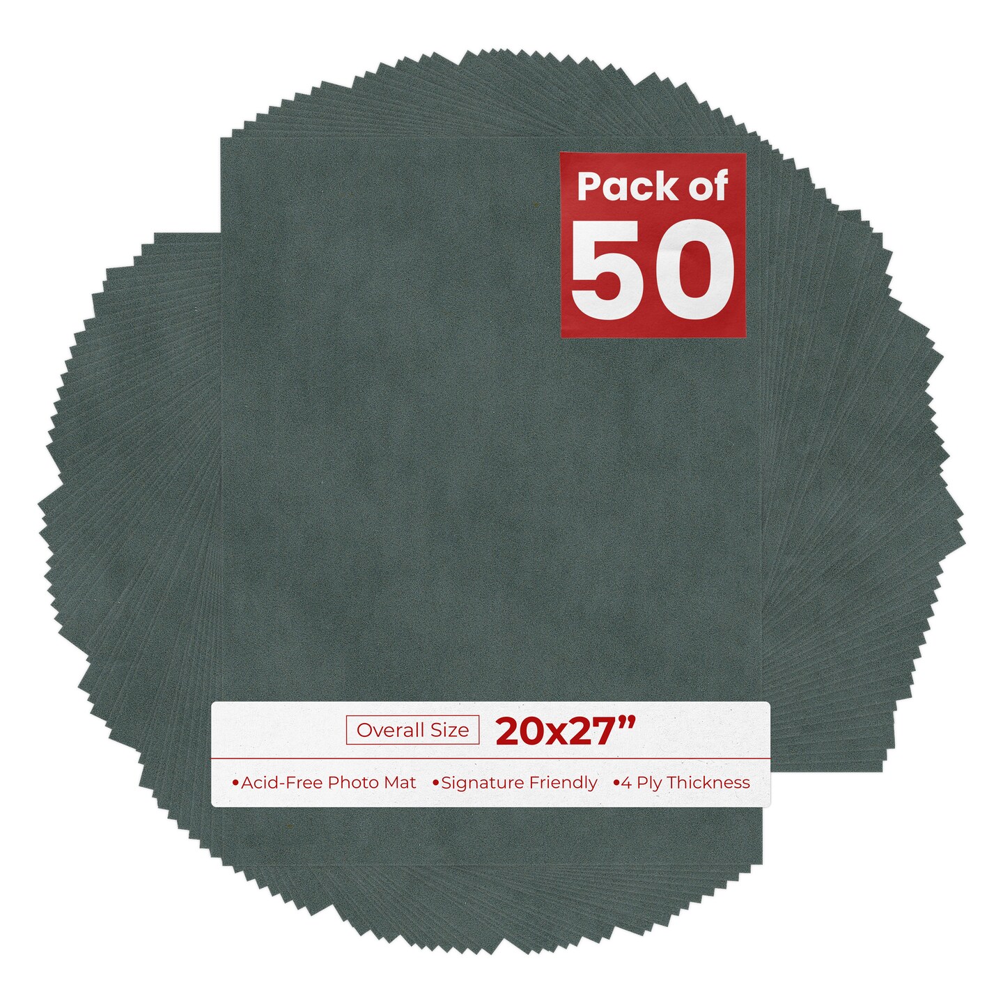 Dark Grey Suede 20x27 Uncut Mat Board - Blank Sheets, No Opening