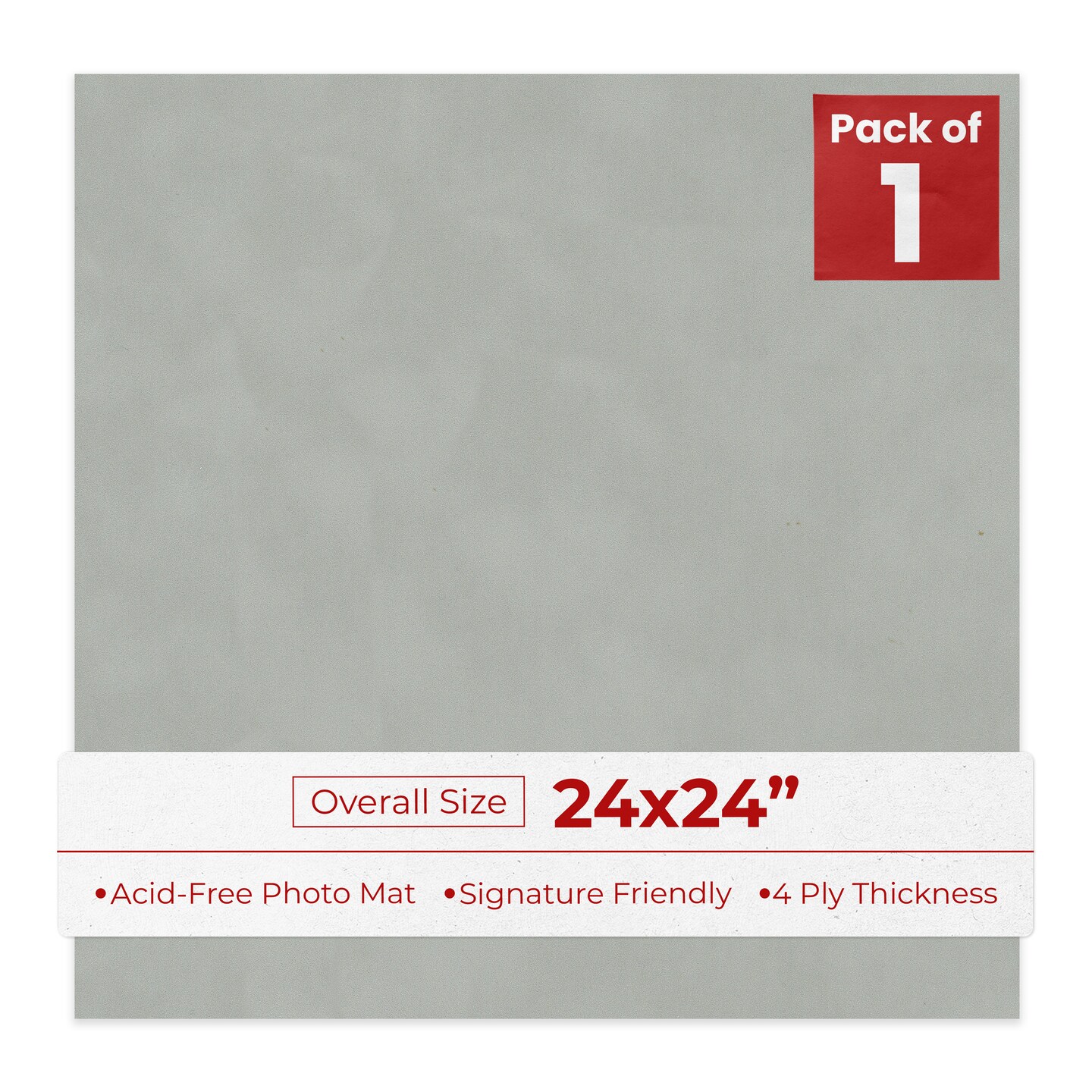 Light Grey Suede 24x24 Uncut Mat Board - Blank Sheets, No Opening