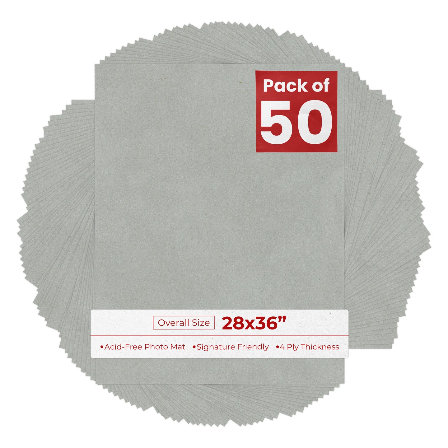 Light Grey Suede 28x36 Uncut Mat Board - Blank Sheets, No Opening