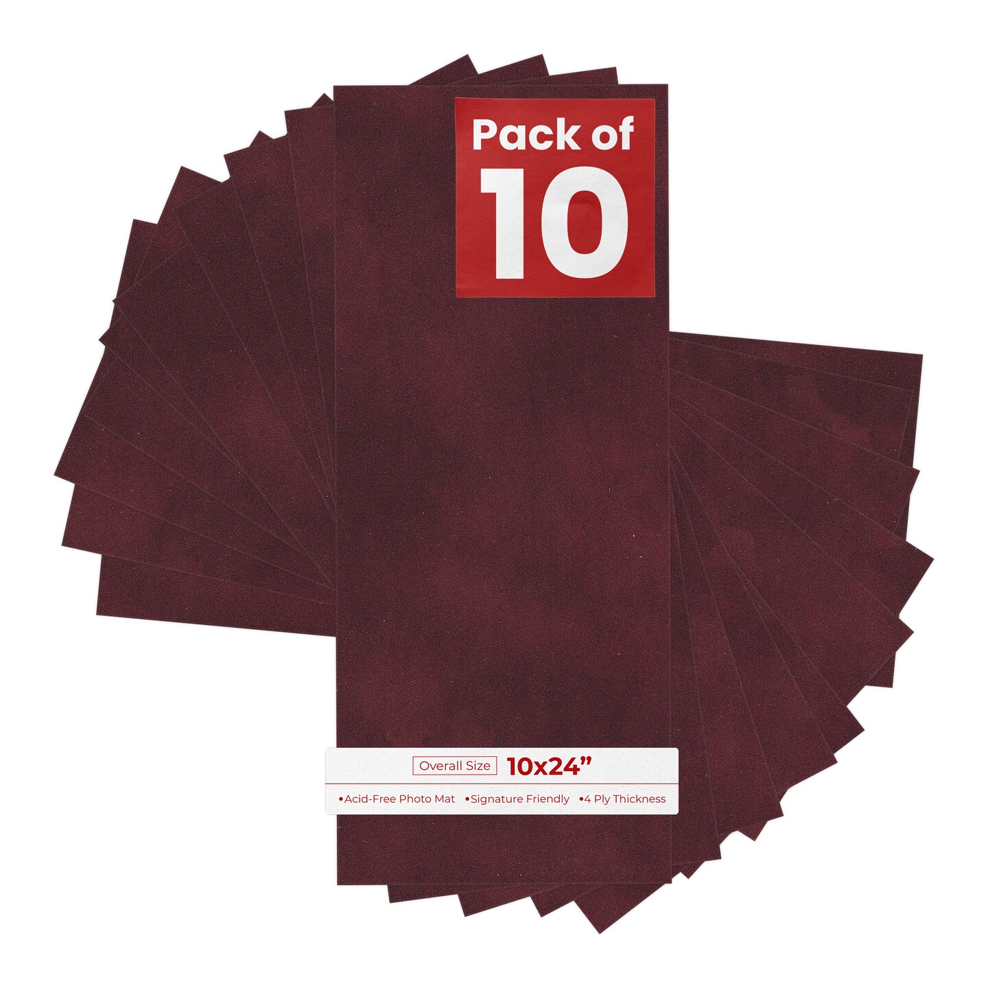 Dark Red Suede 10x24 Uncut Mat Board - Blank Sheets, No Opening