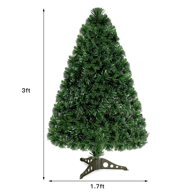 Green Pre-Lit Fiber Optic Christmas Tree LED Lights Indoor Holiday Decor