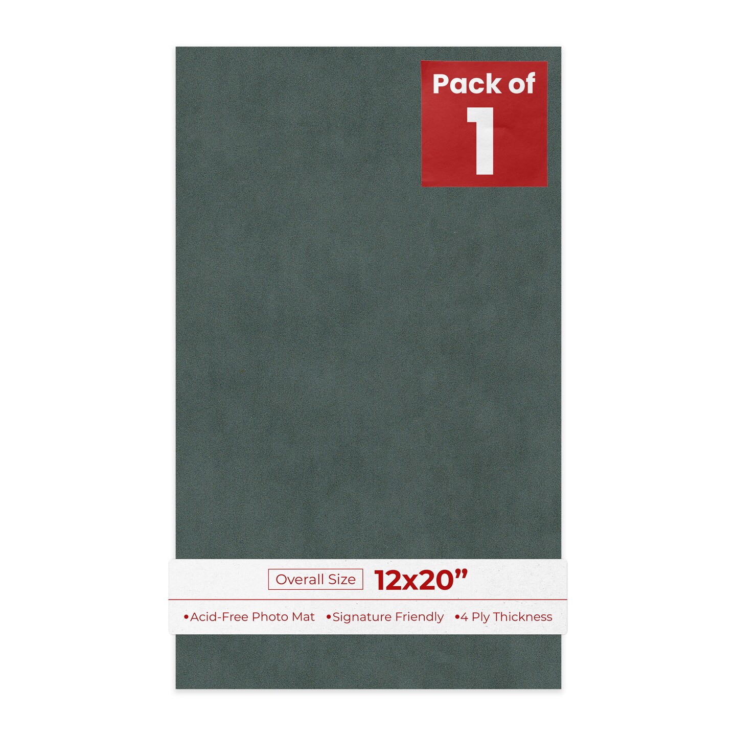 Dark Grey Suede 12x20 Uncut Mat Board - Blank Sheets, No Opening