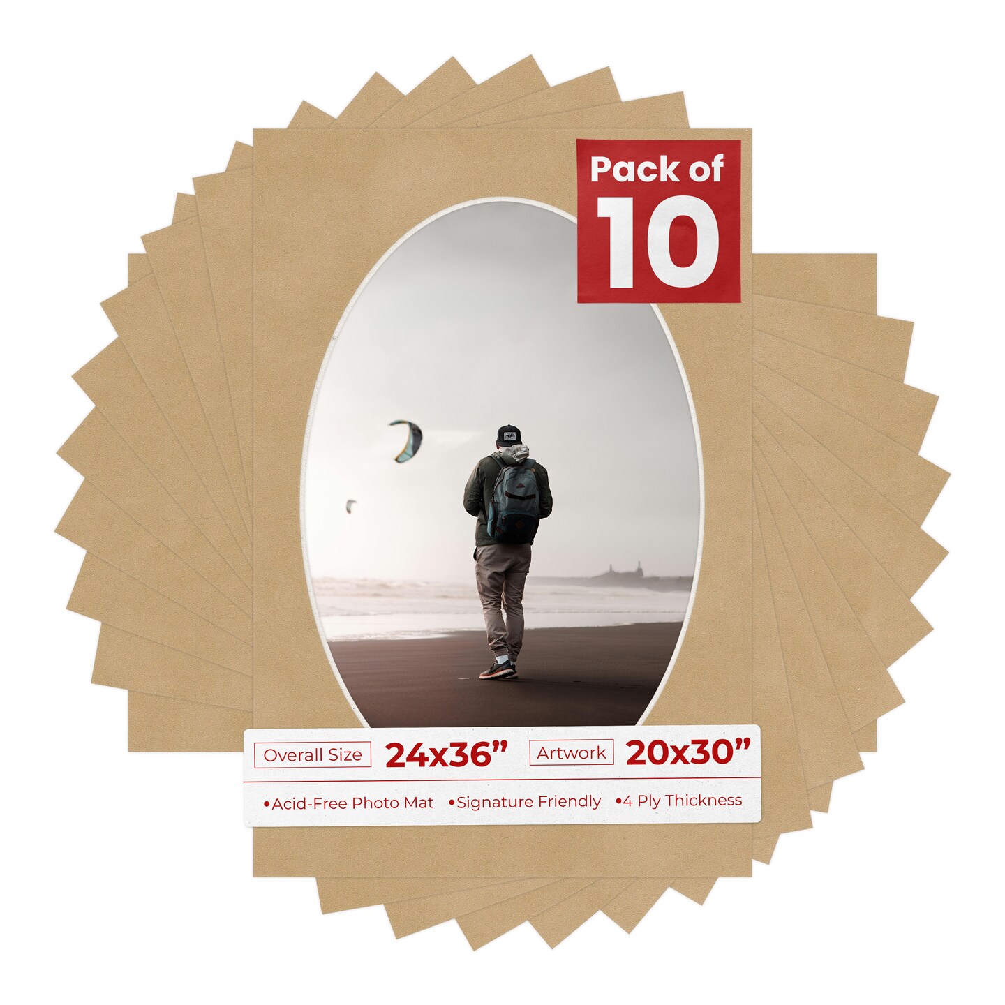 Beige Suede Mat Board for 24x36 Frames - Oval Opening for 20x30 Photos