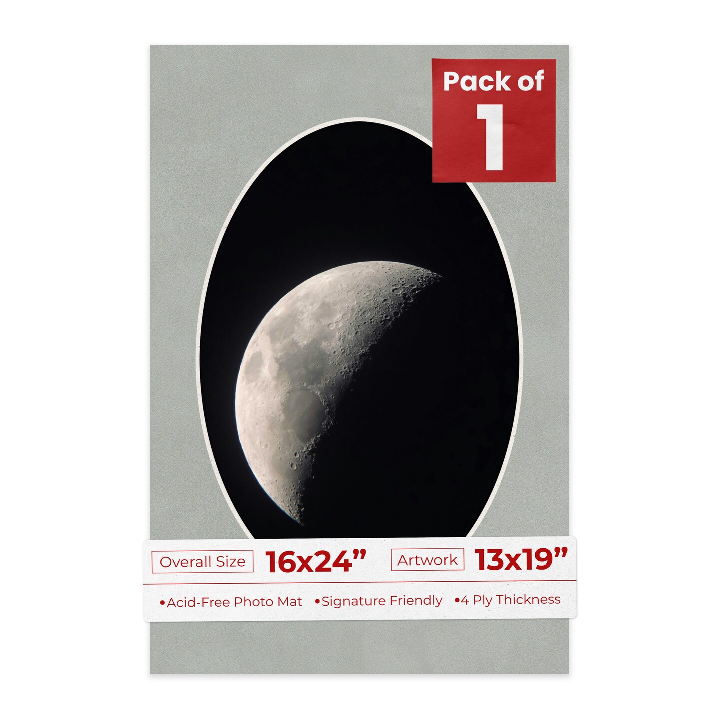 Light Grey Suede Mat Board for 16x24 Frames - Oval Opening for 13x19 Photos