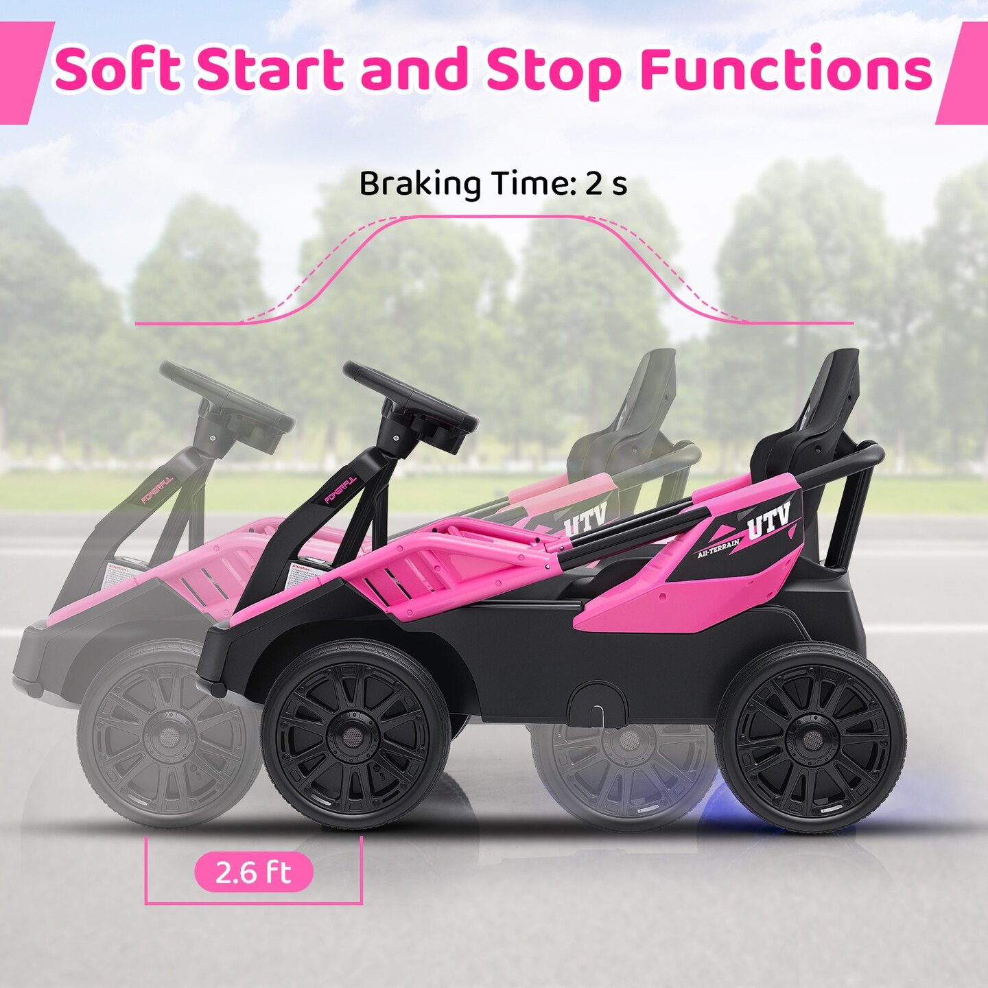 12V Ride On Electric UTV for Big Kids with Remote Control, Music and LED Lights