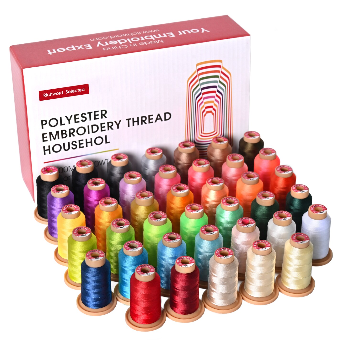 Richword Selected 800M 6/20/40/60/80 Colors Embroidery Machine Thread, 40WT(108D/2) Polyester Embroidery Machine Thread Set for Embroidery Machines and Sewing Machines
