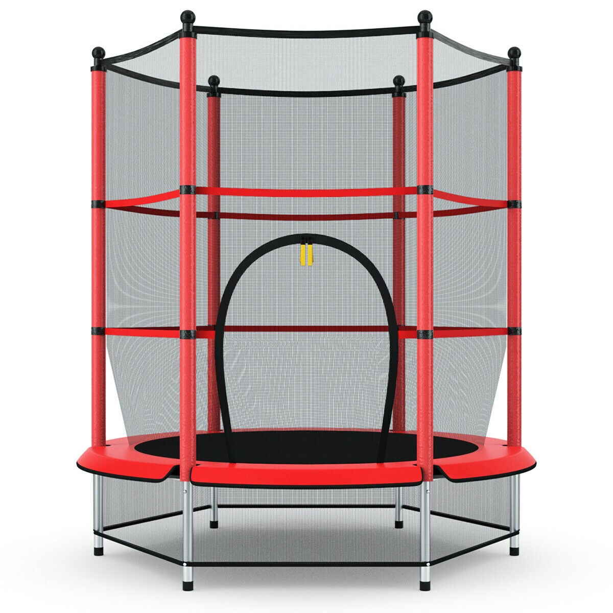 Kids Round Trampoline with Safety Net Padded Frame Indoor Outdoor 55 Inch
