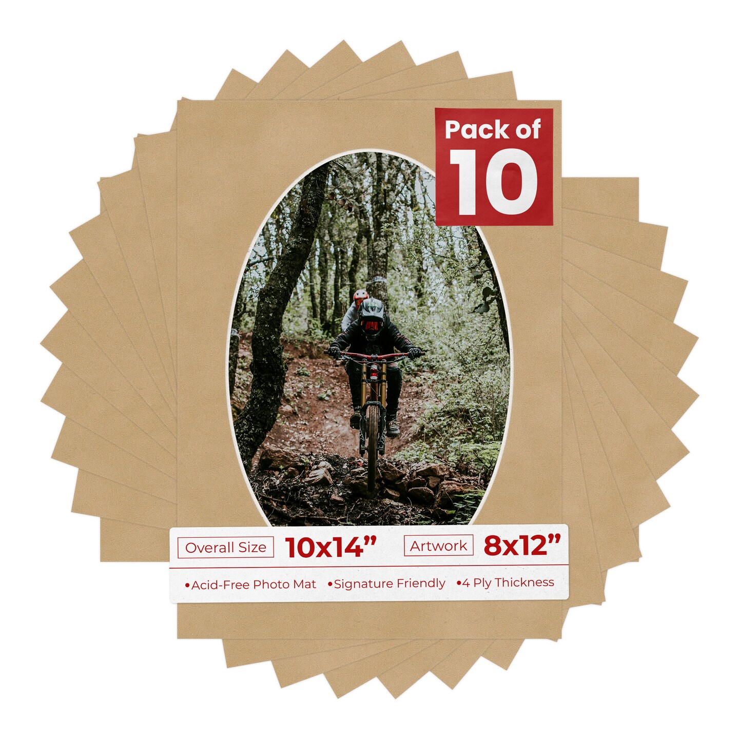 Beige Suede Mat Board for 10x14 Frames - Oval Opening for 8x12 Photos