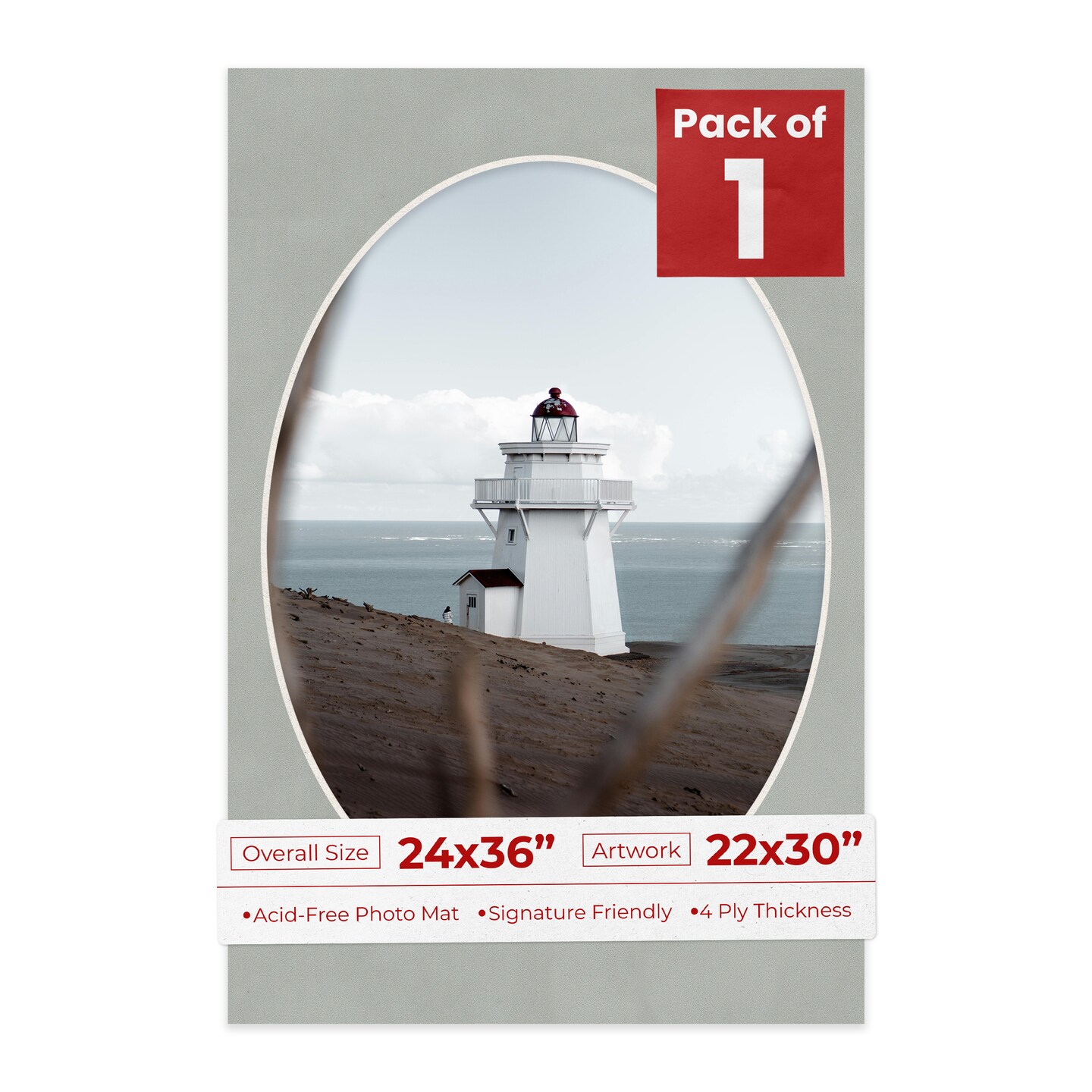 Light Grey Suede Mat Board for 24x36 Frames - Oval Opening for 22x30 Photos