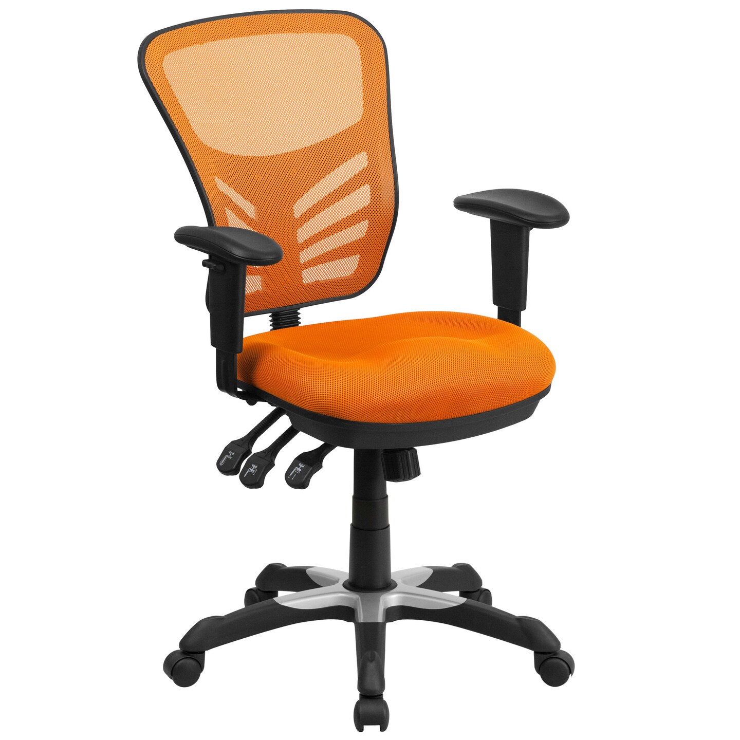 Emma and Oliver Mid-Back Mesh Triple Paddle Swivel Ergonomic Office Chair with Adjustable Arms