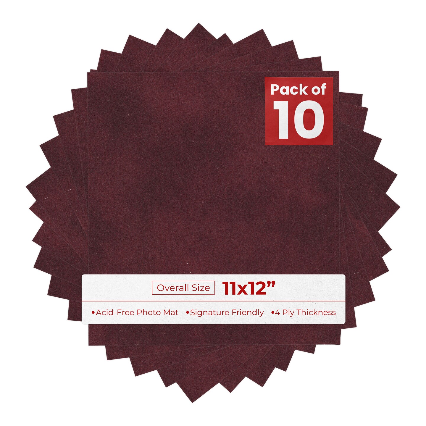 Dark Red Suede 11x12 Uncut Mat Board - Blank Sheets, No Opening