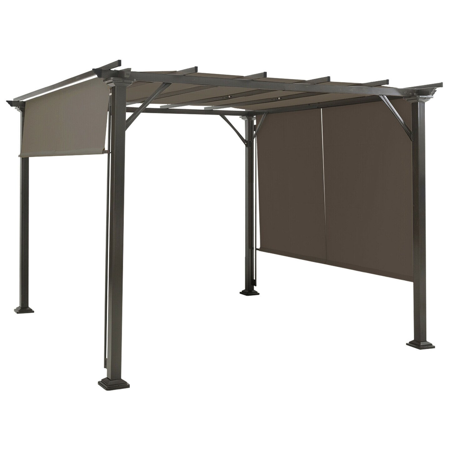 Brown Polyester Gazebo Canopy Cover 16'x4' Weather-Resistant 2-Piece Set