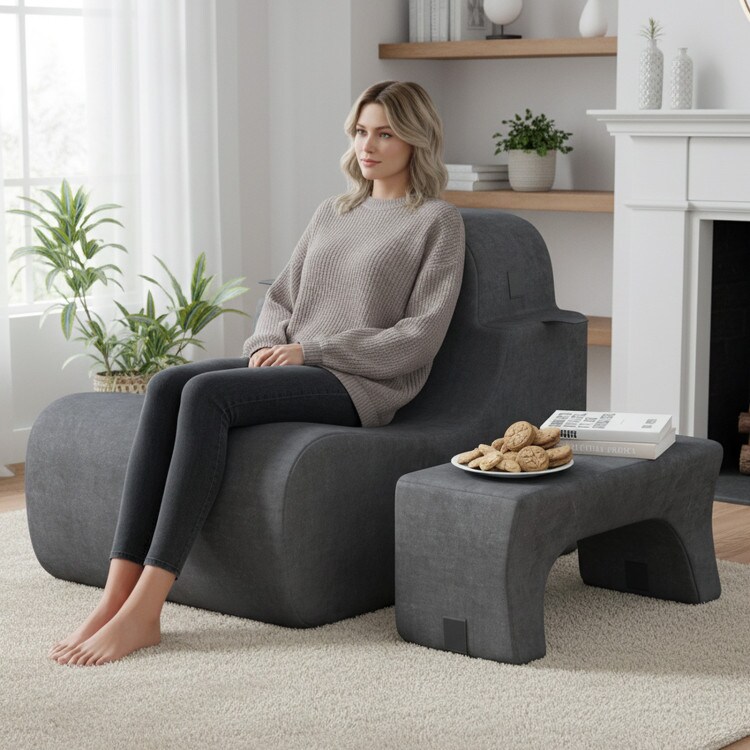 Adjustable Floor Chair Lazy Sofa With Removable Headrest For Living Room