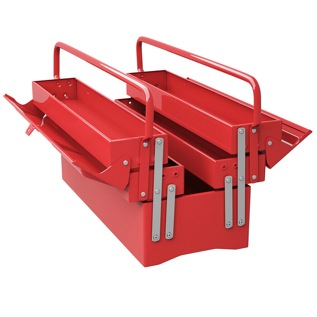 Red Steel 5-Tray Cantilever Toolbox 66 lbs Capacity with Portable Handle