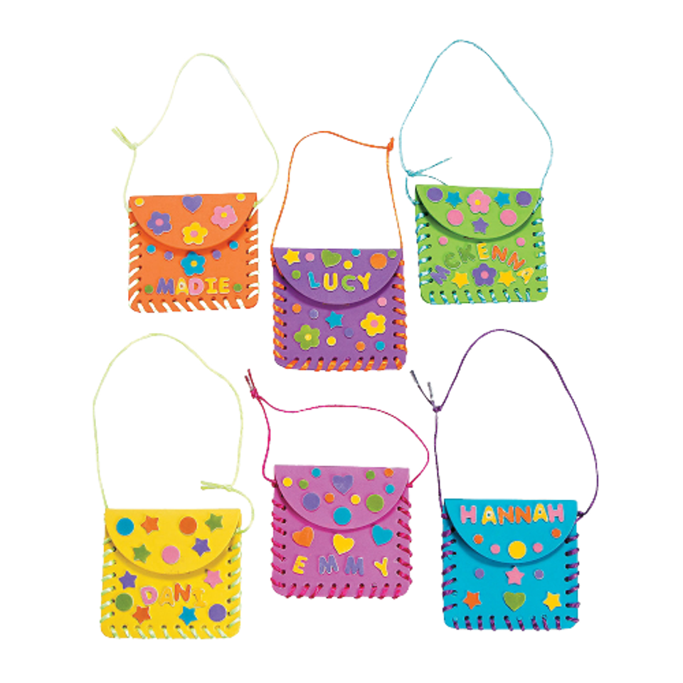 DIY Foam Lacing Coin Purse Craft Kit – Kids Sewing & Lacing Activity, 4" x 4", 12 Pack