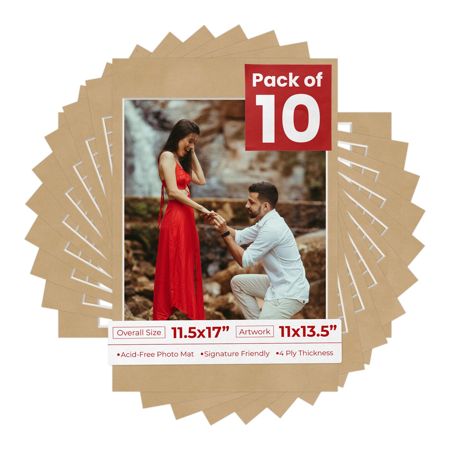 Beige Suede Mat Board for 11.5x17 Frames - Fits 11x13.5 Photos