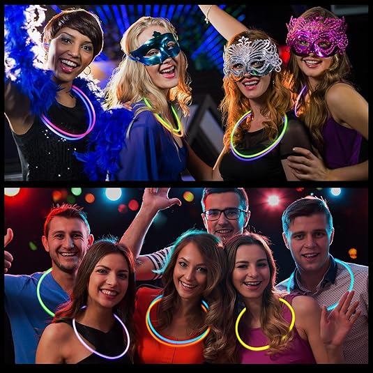 22 Inch Glow Necklaces Sticks Bulk Light up with Connectors Party Neon Glow in the Dark for Carnival Birthday Festivals Raves Wedding Favors