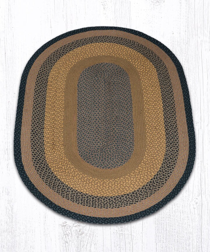 Earth Rugs C-99 Brown / Black / Charcoal Oval Braided Rug 4 Feet x 6 Feet