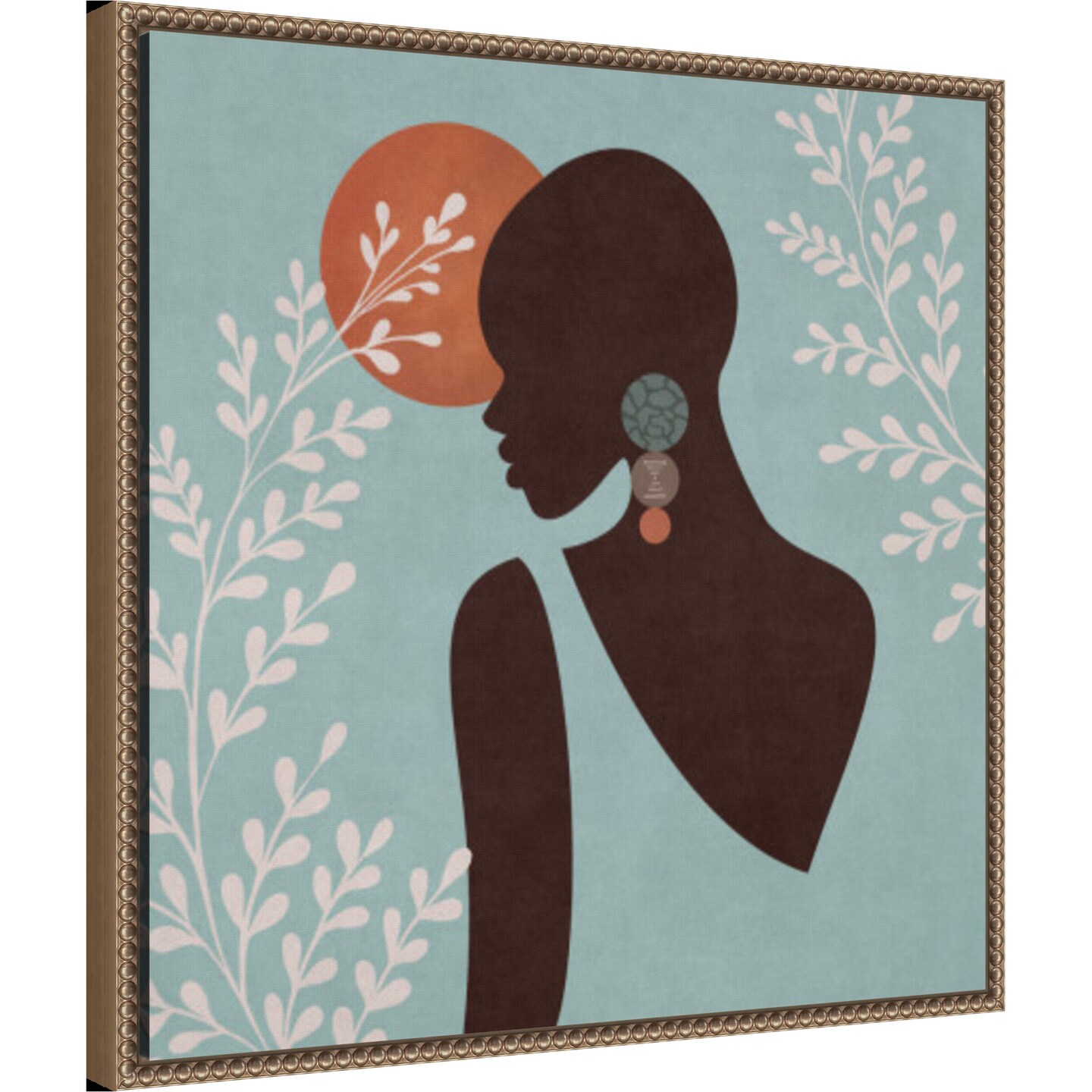 African Black Woman 01 Turkuaz by Emel Tunaboylu Framed Canvas Wall Art