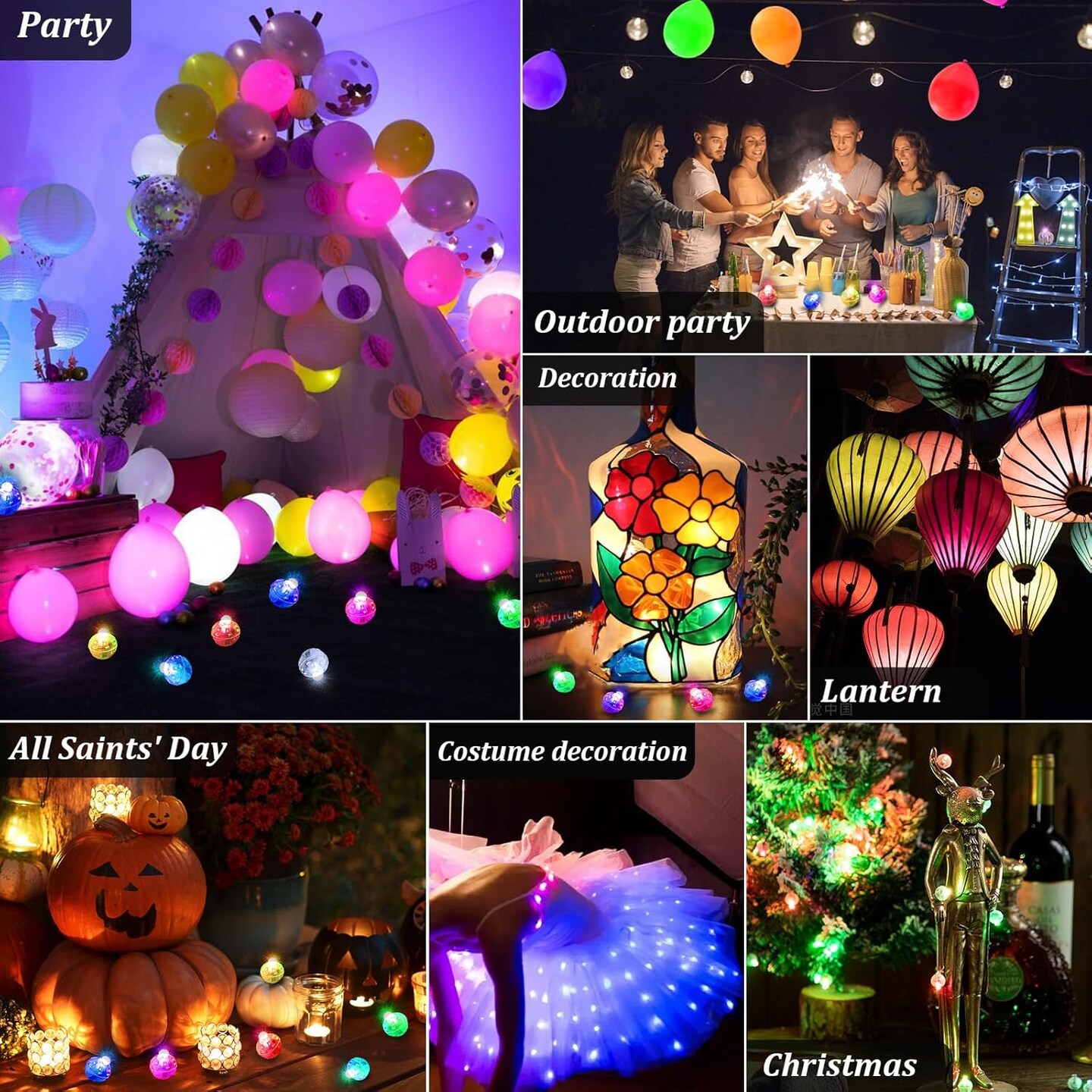 50pcs LED Balloon Lights,Mini Balls Lights,Long Standby Time Party Lamps,Waterproof Led Light for Paper Lantern Halloween Christmas Birthday Party Decoration White