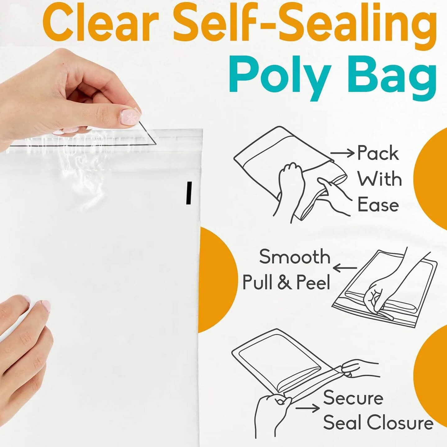 50 Count Clear Self Seal Poly Bags Lightweight Mailing 10x13 Inch