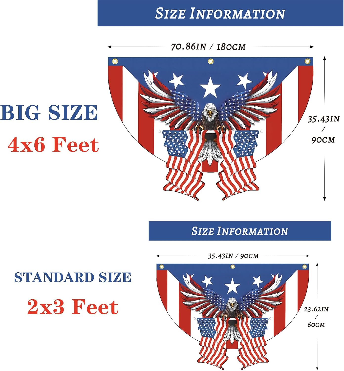 2x3 Ft American Flag Bunting – Pleated Patriotic Half Fan Banner – Heavy Duty Outdoor USA Decor with Canvas Header & Brass Grommets – 4th of July & Memorial Day