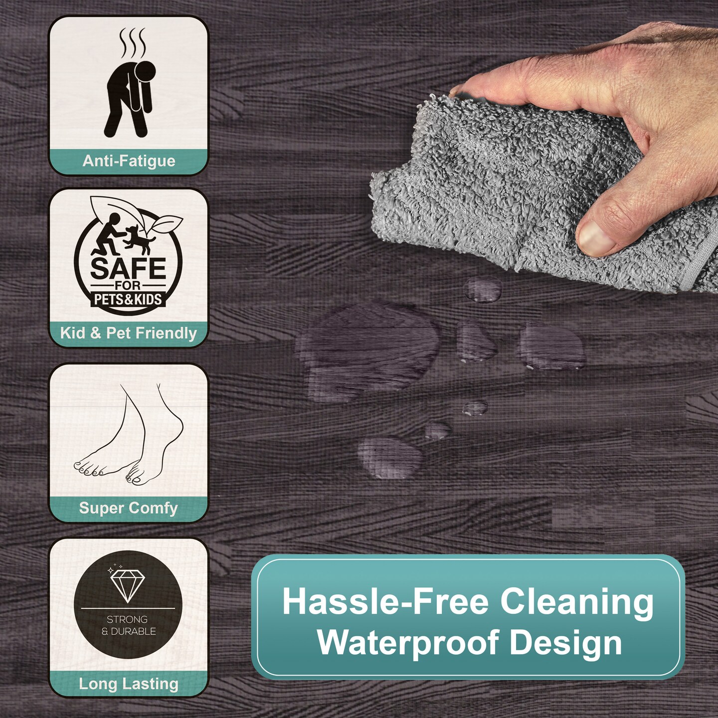 Sorbus 12 Tiles 48 Sq ft Wood Grain Interlocking Floor Foam Tile Mats - for Home, Playroom, Basement, Trade Show