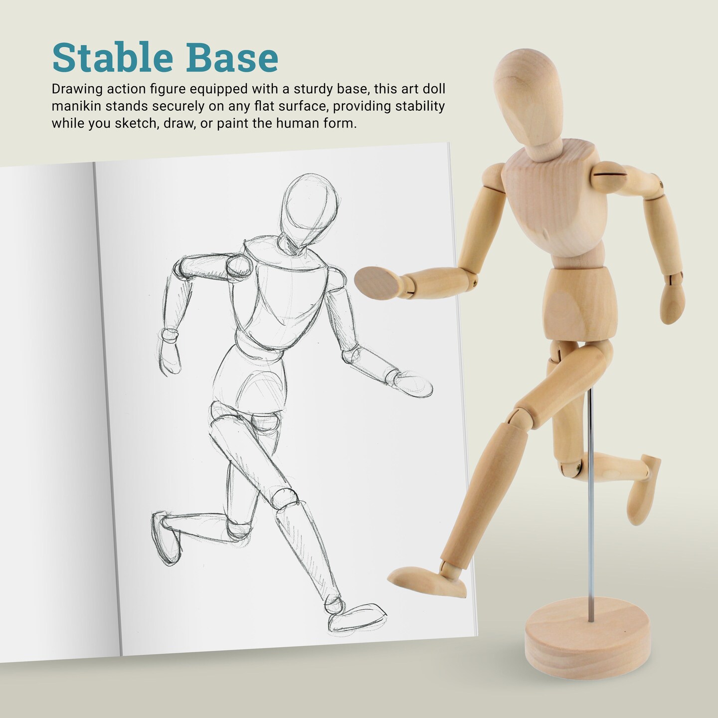 U.S. Art Supply 12" Wooden Male Manikin Posable Figure for Drawing (2 Pack) - Articulated Mannequin with Base and Flexible Body for Drawing The Human Figure