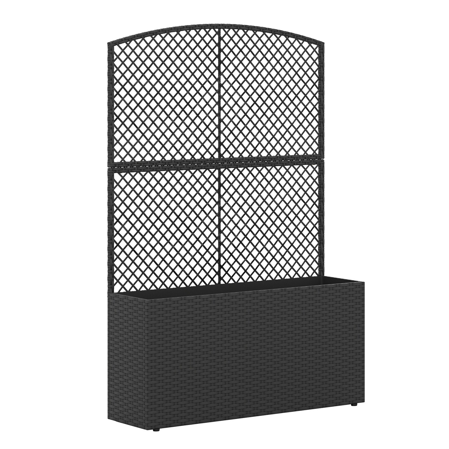 58” Raised Planter Box with Trellis Outdoor Wicker Garden Bed