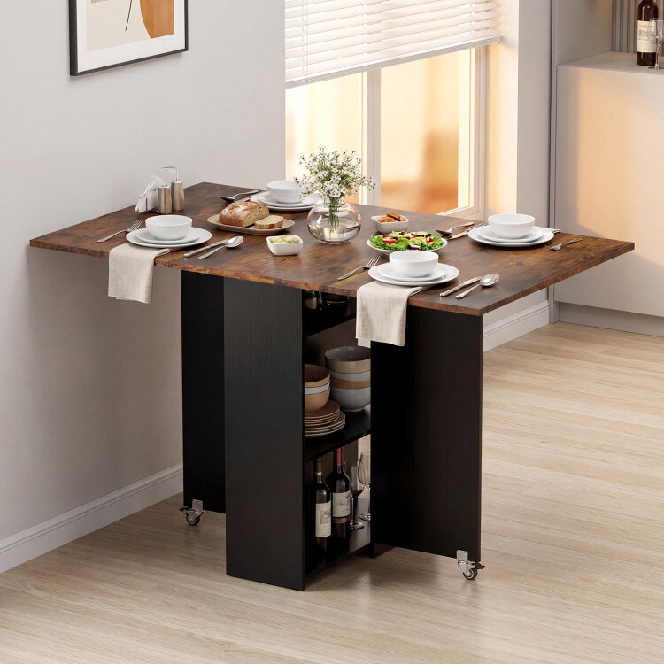 Extendable Dining Table Drop Leaf Folding Design With Storage