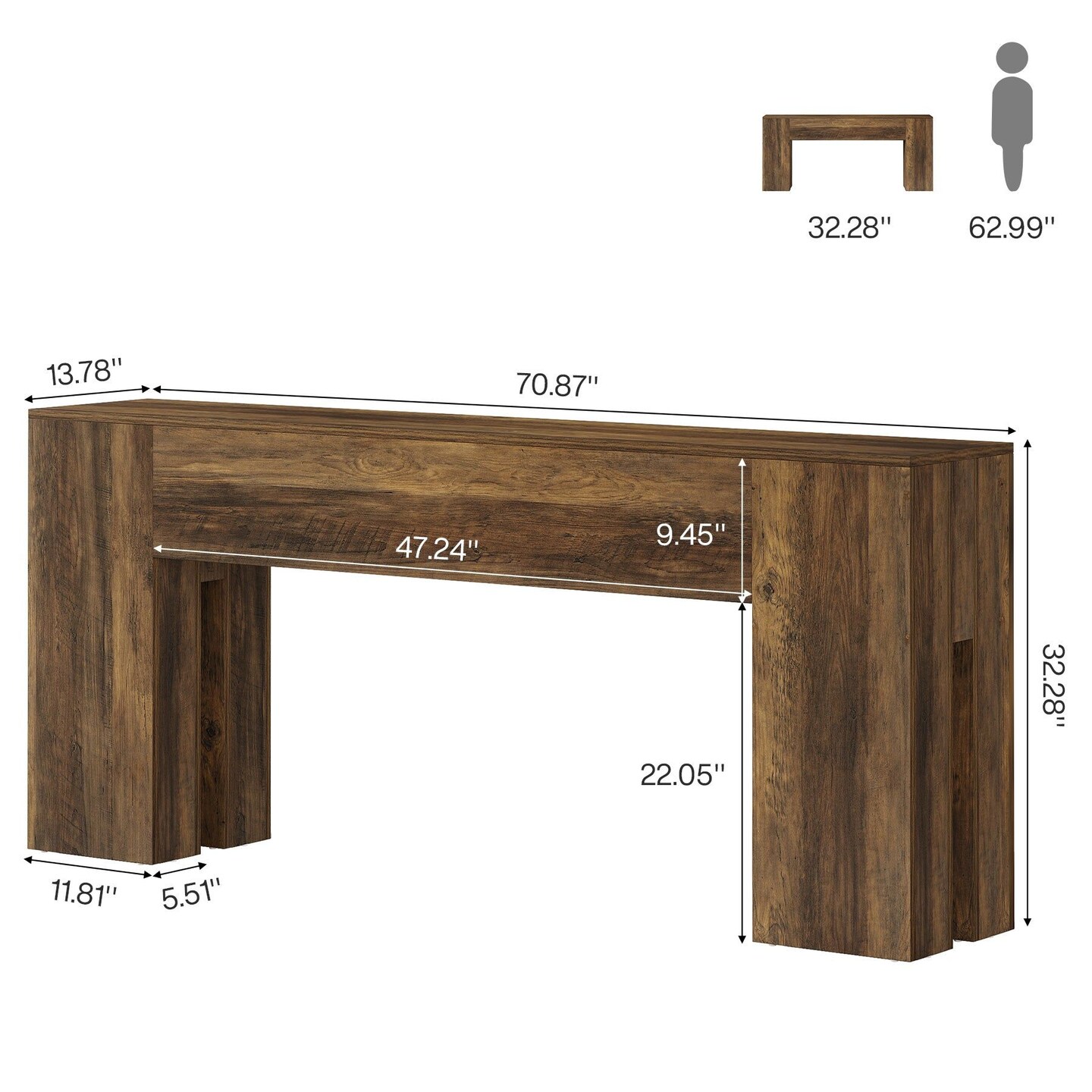 70.8" Sturdy Wooden Console Sofa Table for Hallway and Living Room