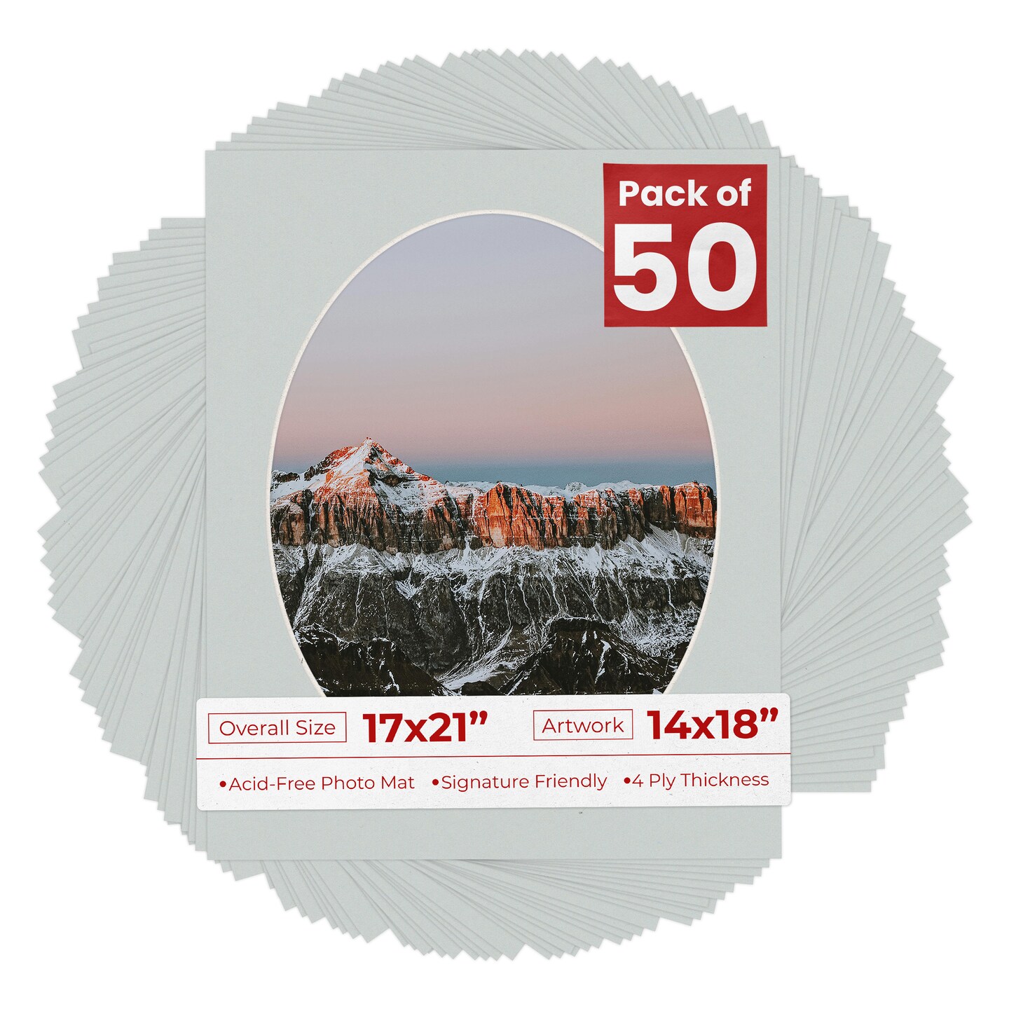 Gray Mat Board for 17x21 Frames - Oval Opening for 14x18 Photos, Color ...