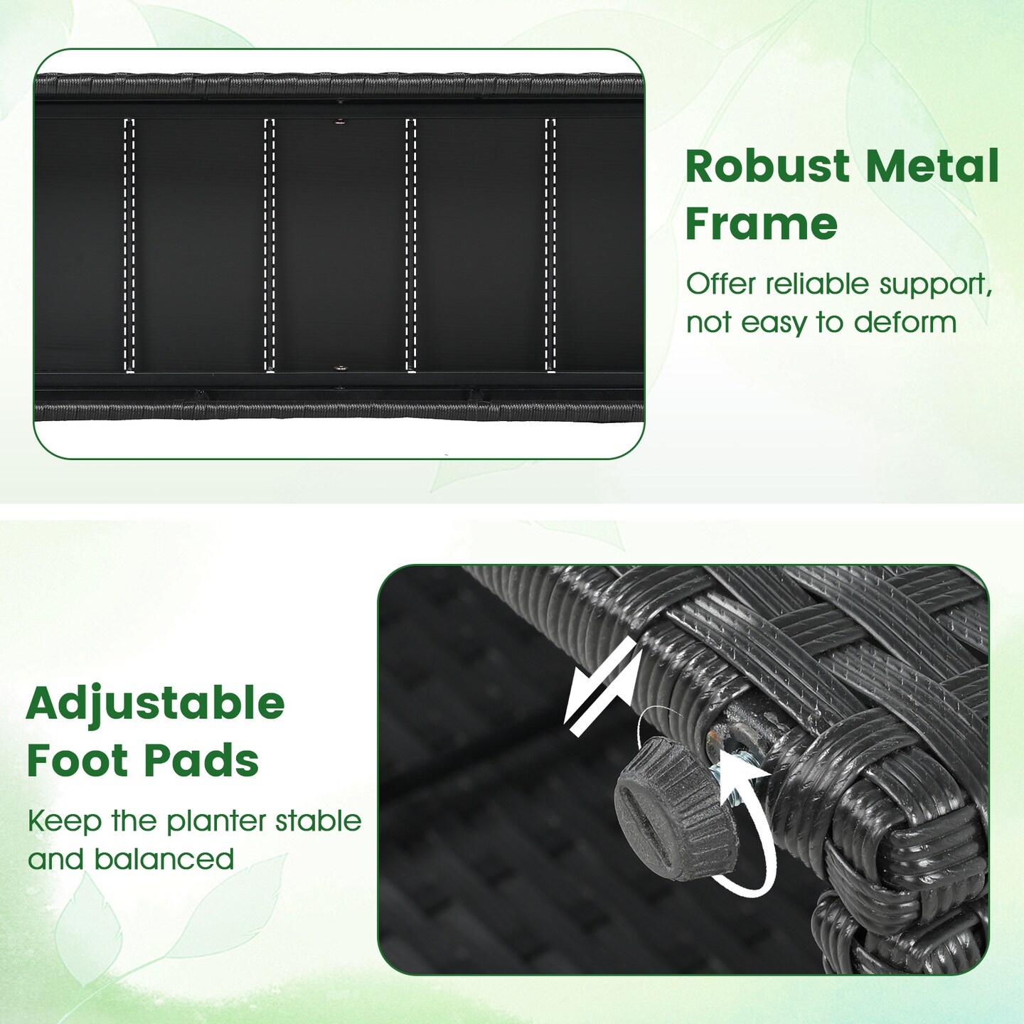 58” Raised Planter Box with Trellis Outdoor Wicker Garden Bed