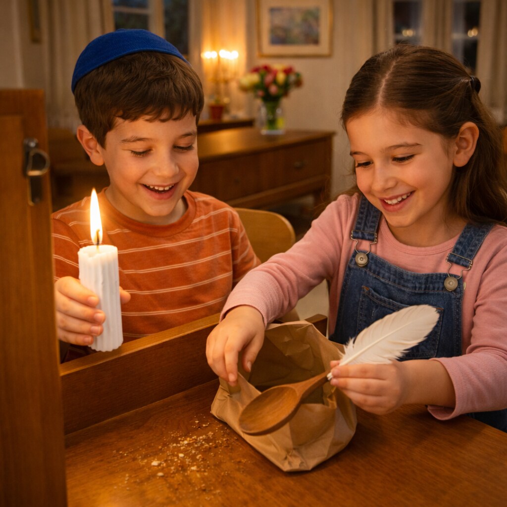 Bedikas Chometz Set 20 Pack | Passover Chametz Search Kit with Candle, Feather & Wooden Spoon | Pesach Tradition Supplies for Home & Classroom