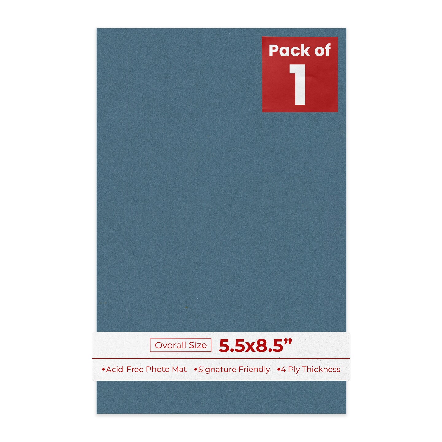 Steel Blue 5.5x8.5 Uncut Mat Board - Blank Sheets, No Opening