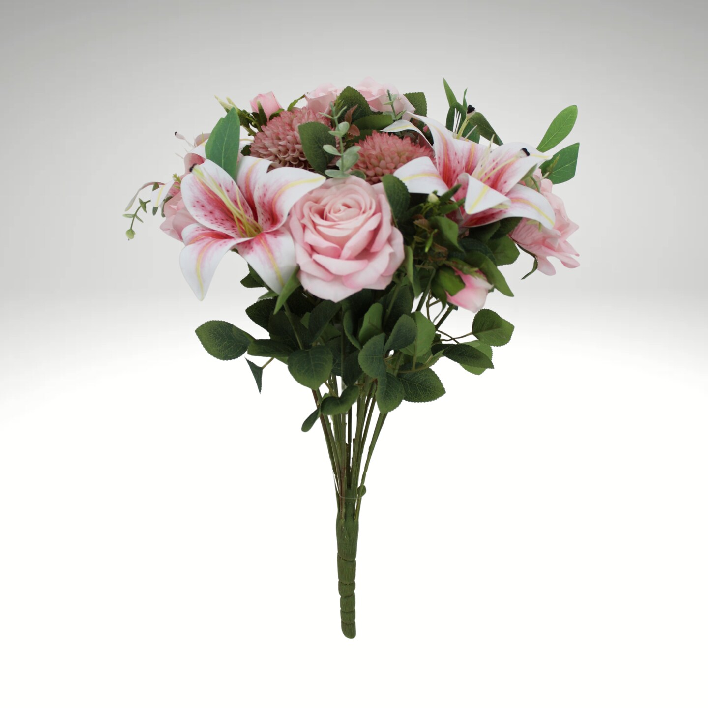 20 Inch Pink Rose Lily Bush | Artificial Floral Bush for Wreaths & Arrangements-85685-PK