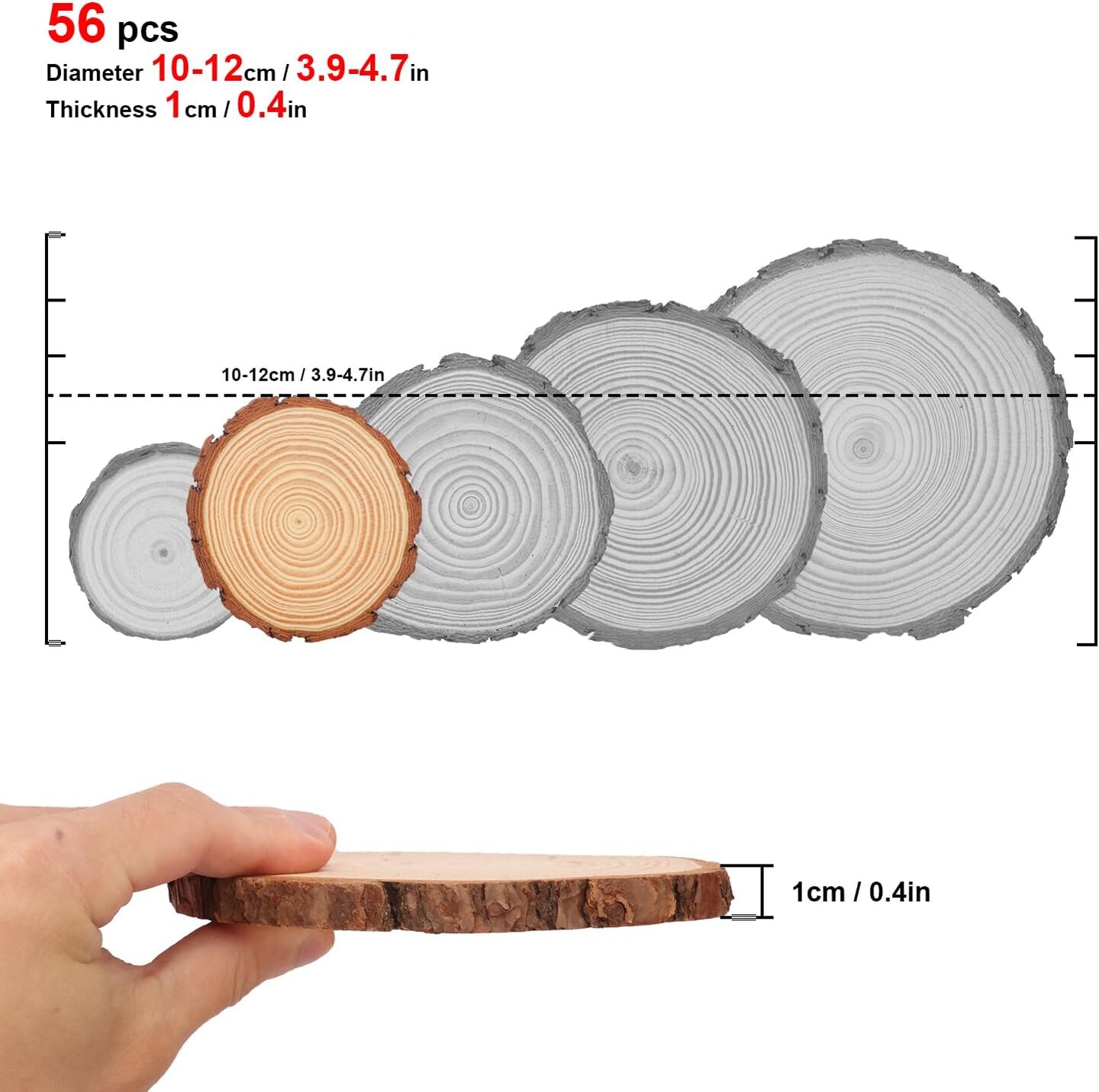 56 PCS Unfinished Wood Slices