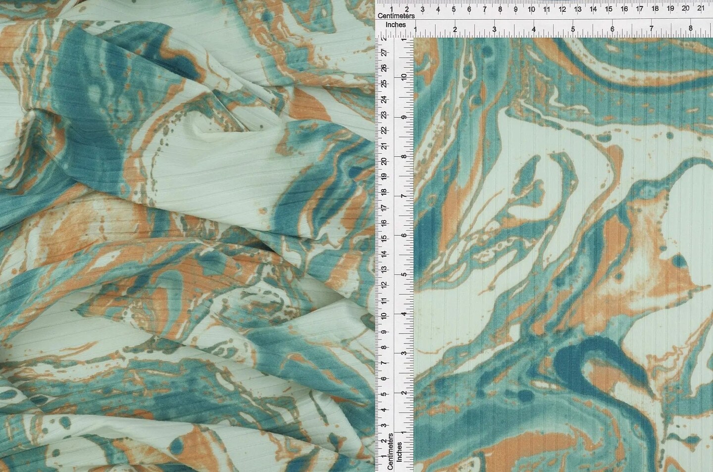 8×3 Yummy Rib Marble Print Fabric Soft Stretch Knit, 87% Polyester 58/60″ Wide