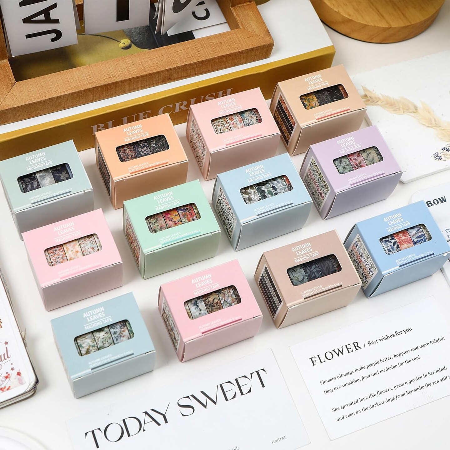 Flowers Washi Tape Set 60 Rolls Leaves Patterns - (Autumn)