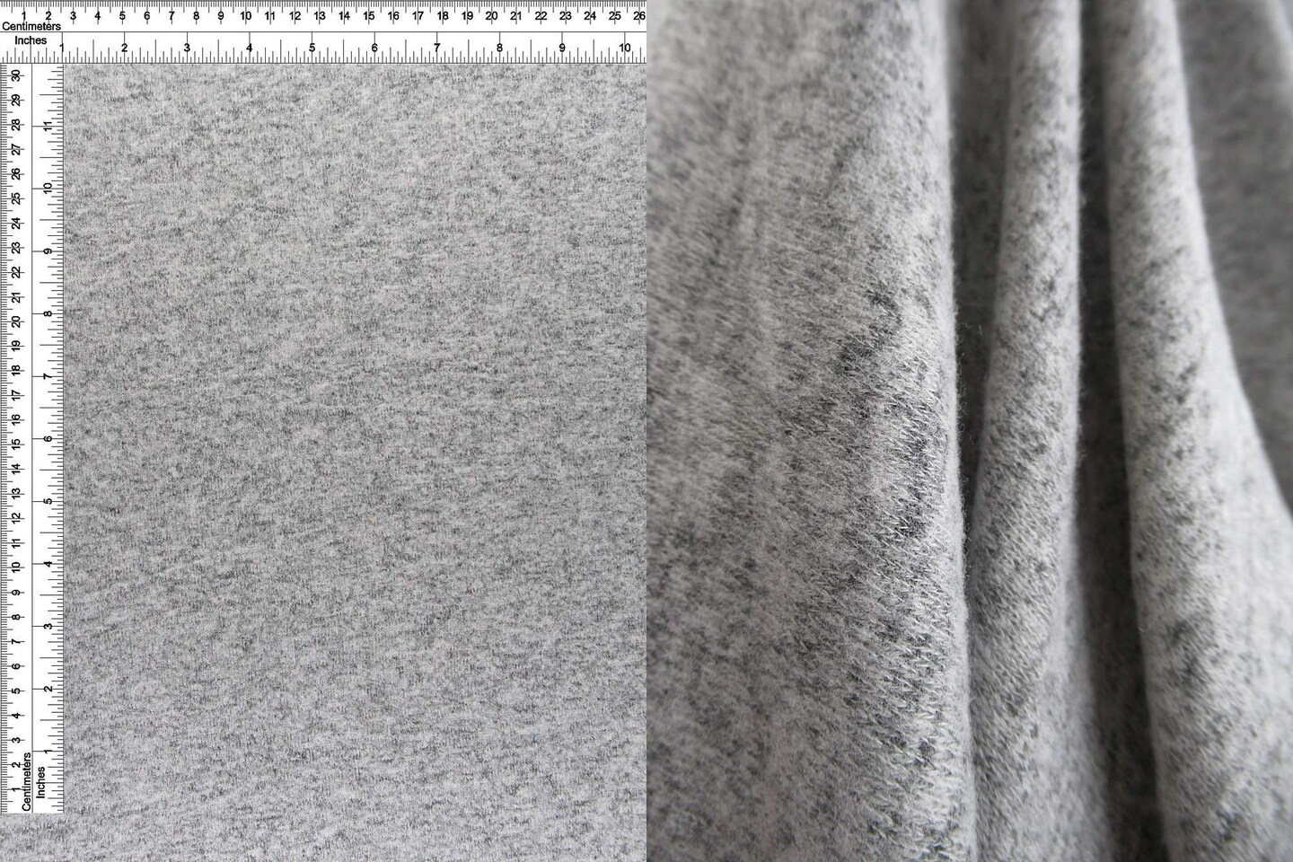 1 Yard Heather Grey Solid Fleece Knit Fabric, 58/60&#x2033; Wide Rayon Polyester Spandex Blend