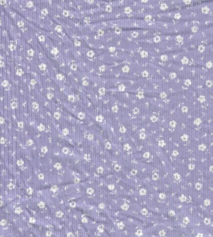 Yard Lavender Yummy Rib Ditsy Floral Print Knit Fabric Soft Stretch  Comfortable 58/60