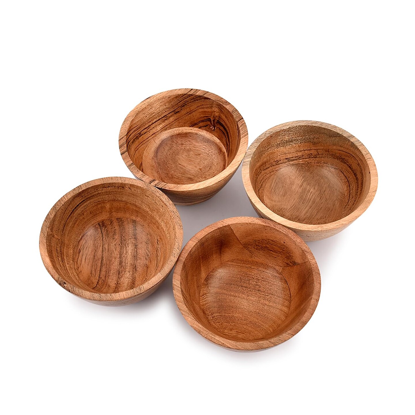 Acacia Wood Bowl Sets of 4 for Kitchen Meal Party and Nuts, Candy, Appetizer, Snacks, Olive (4.5" x 4.5" x 2.5")