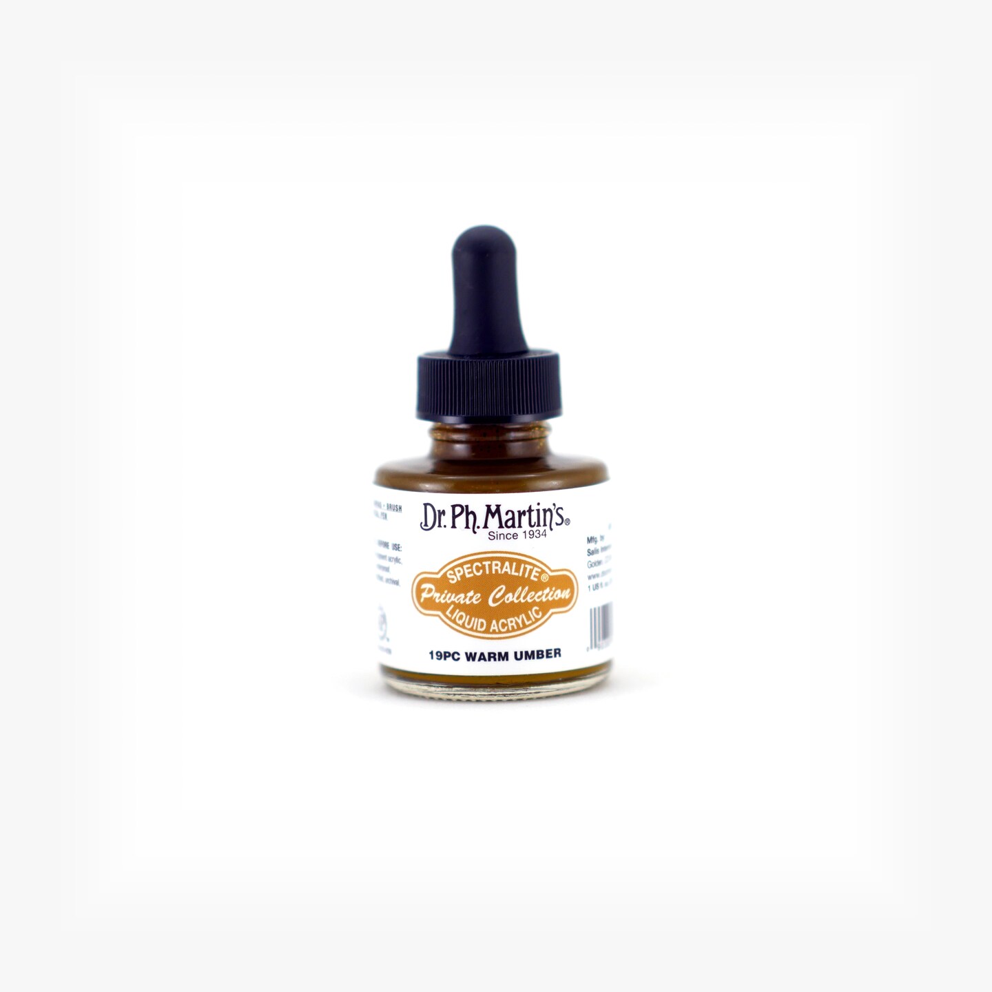 Dr. Ph. Martin's® Spectralite Private Collection Liquid Acrylics, 1.0 US fl oz, 19PC Warm Umber, 1 Bottle