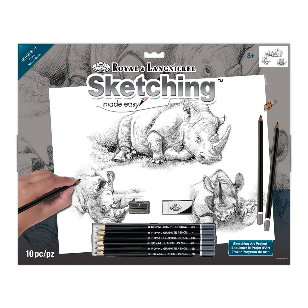 SKBNL3 | Sketching Made Easy™ Rhinos 10pc 11.25" x 15.375" Sketching Art Project