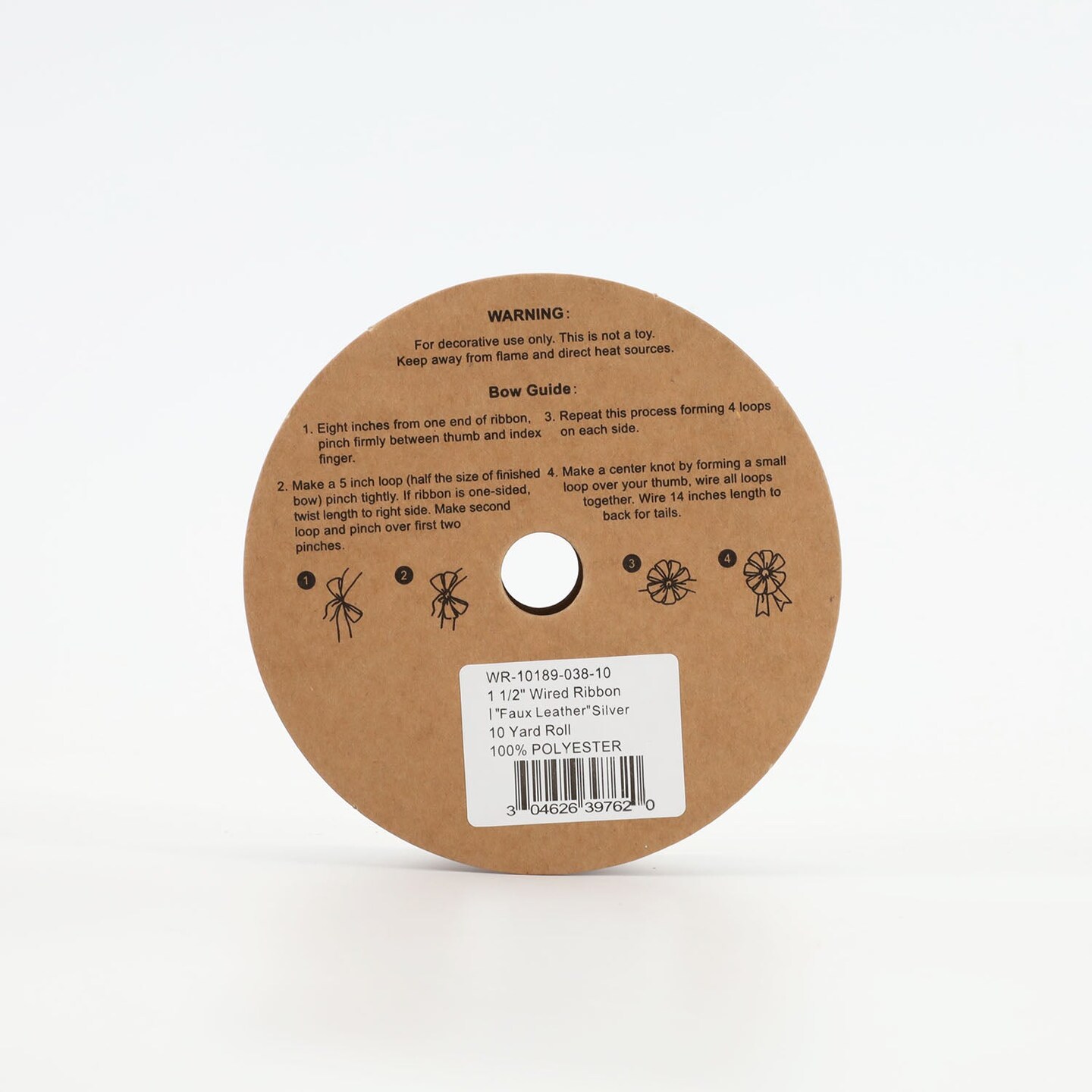 LaRibbons 1 1/2" Wired Ribbon | "Faux Leather" Silver | 10 Yard Roll