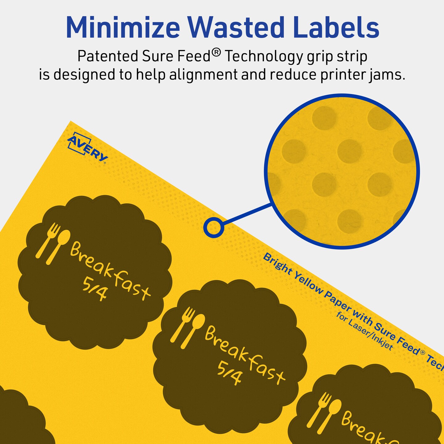 Avery Bright Yellow Paper Labels, 2.5&#x22; Diameter Round Scalloped