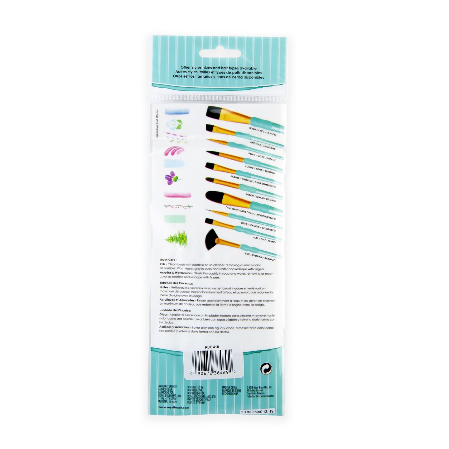 RCC 418 | Crafter's Choice™ 7pc Black Taklon Shader/Wash Brush Set