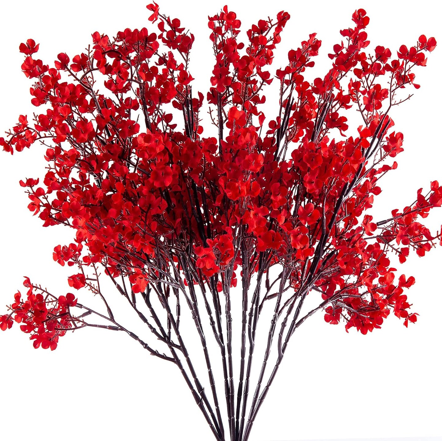 5 Pcs Babys Breath Artificial Flowers Bulk Real Touch Flowers Fake Flowers Silk Flowers for Home Decor Indoor Floral Arrangement Table Centerpieces Festival Party Decor (Red)