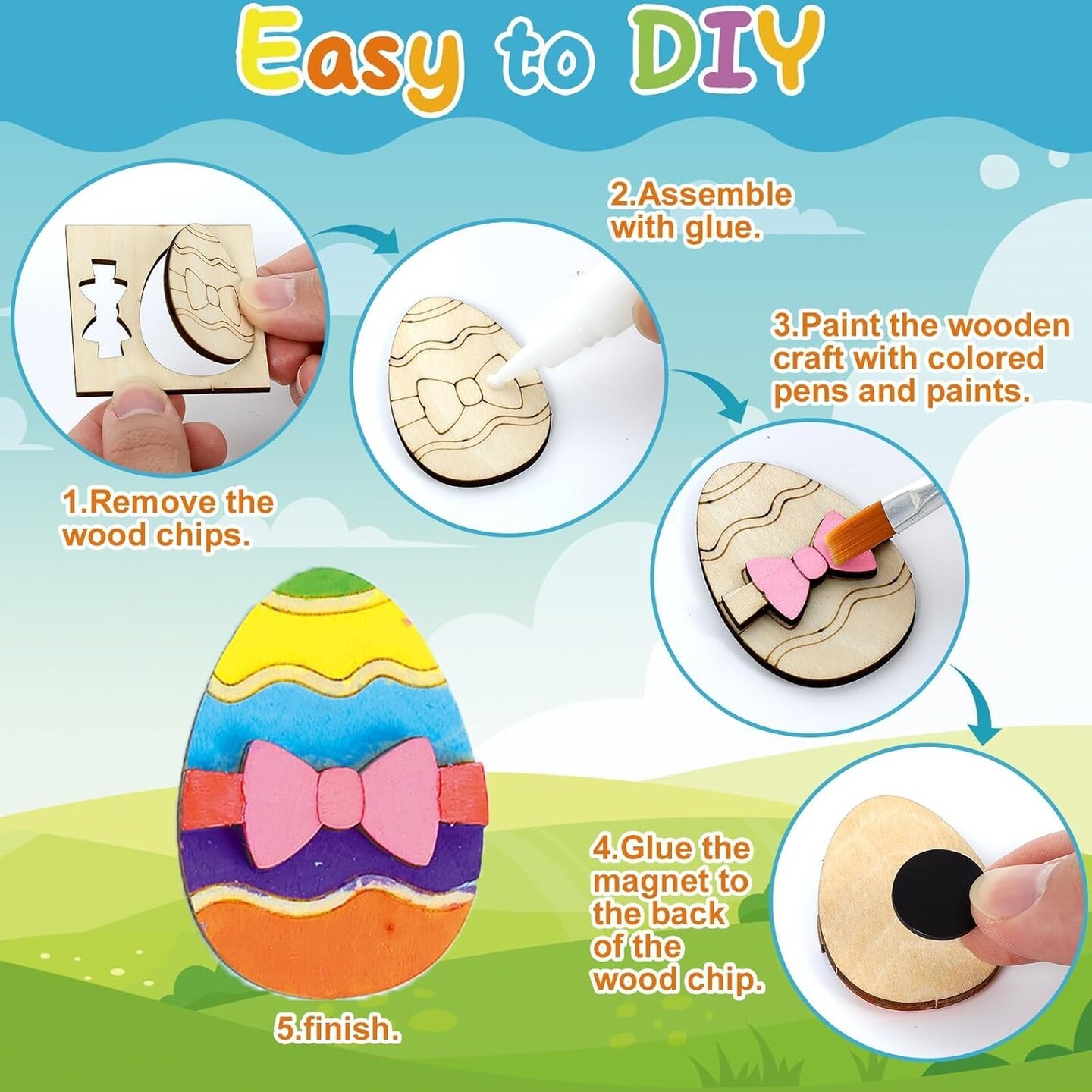 16 Sets Easter Spring Wooden Magnets