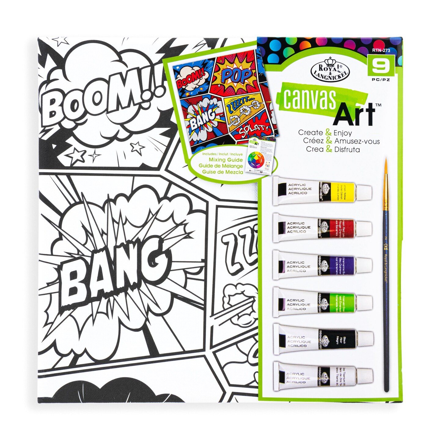 RTN-273 | Canvas Art&#x2122; 9pc Acrylic Painting &#x22;Pop Art&#x22; Art Set